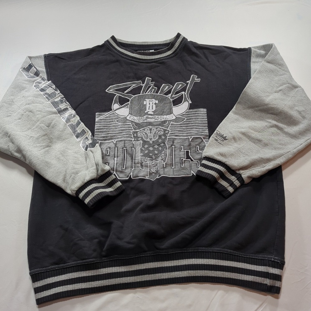 Biggie‎ Threads Large Bullies Street Pullover Sweatshirt Black Long Sleeve Vtg
